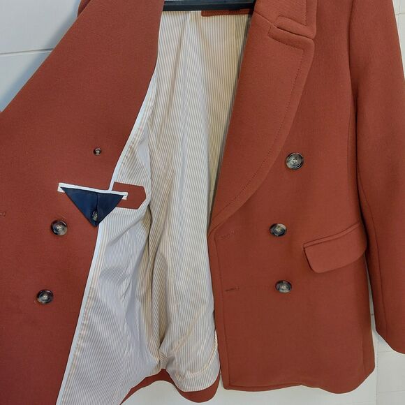 J Crew Double Cloth Wool Blend Double Breasted Coat Women's Size 4 Italy Pockets - Picture 4 of 15